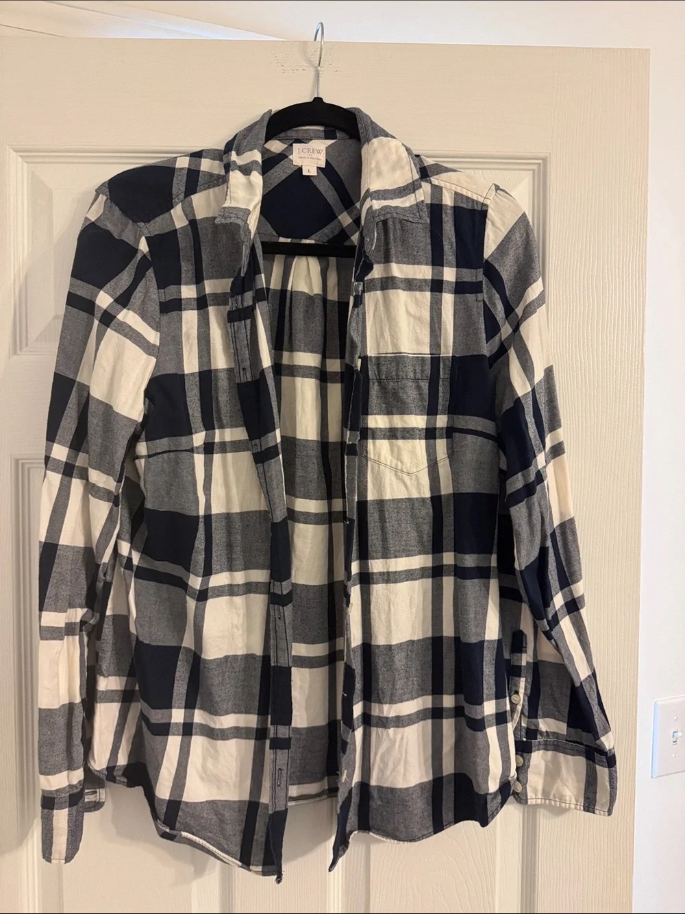 J. Crew Black and Cream Plaid Button-Down Shirt